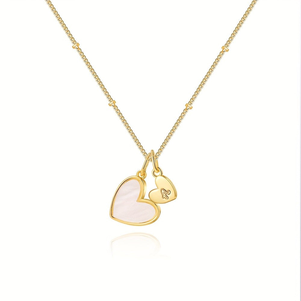 Mother-of-Pearl Heart & Initial Necklace