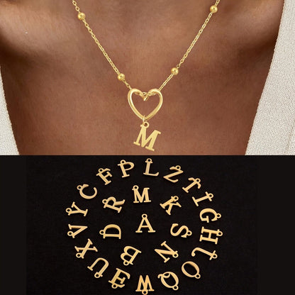 Open Heart Initial Necklace