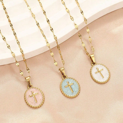 Oval Cross Necklace