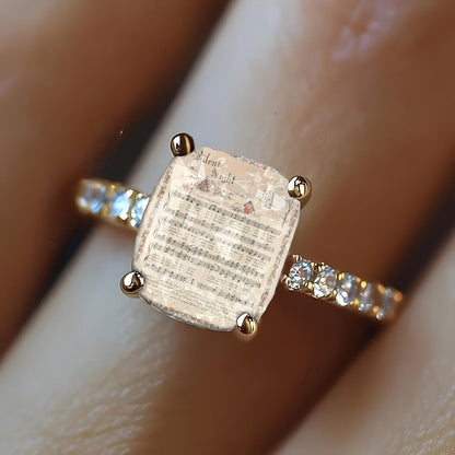 Silent Night Music Sheet Square Ring