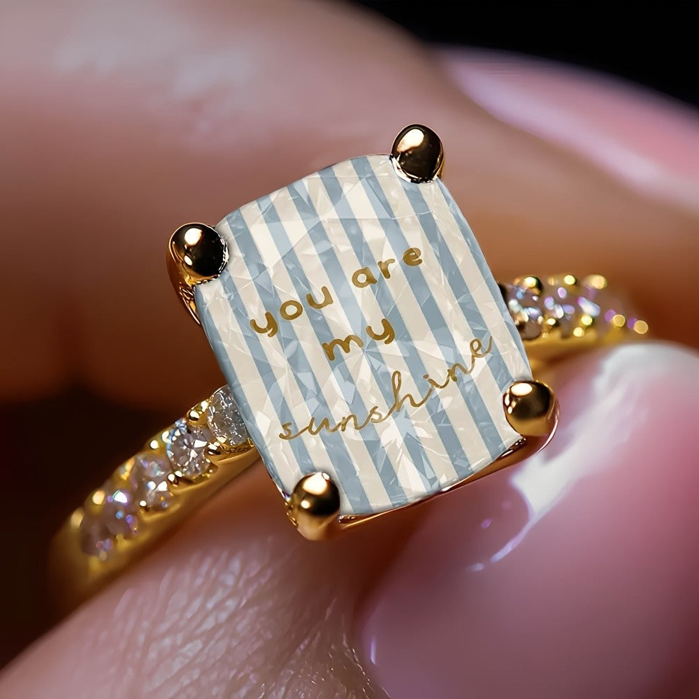 Blue Stripe Sunshine Square Ring