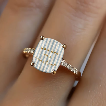 Blue Stripe Sunshine Square Ring