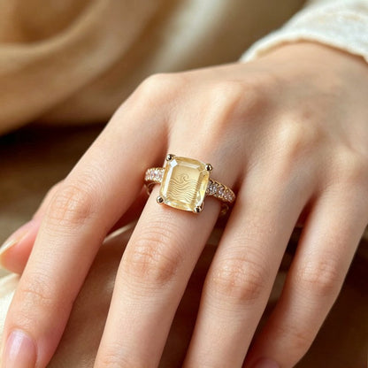 Ocean Wave Emerald Cut Ring