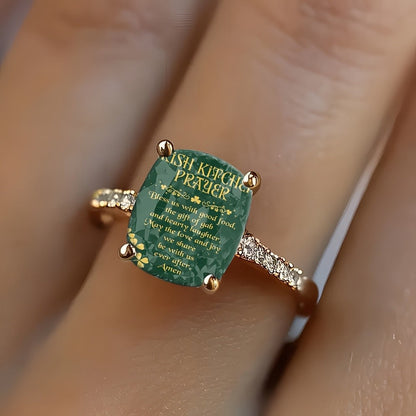 Green Prayer Scroll Ring