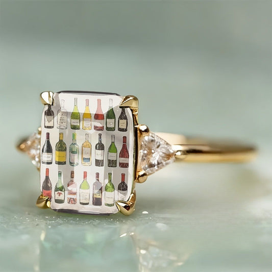 Wine Bottle Illustration Ring