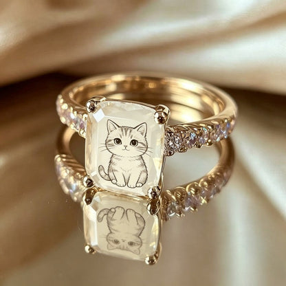 Kitten Square Statement Ring