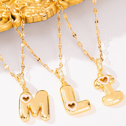 Pink Heart Initial H Necklace