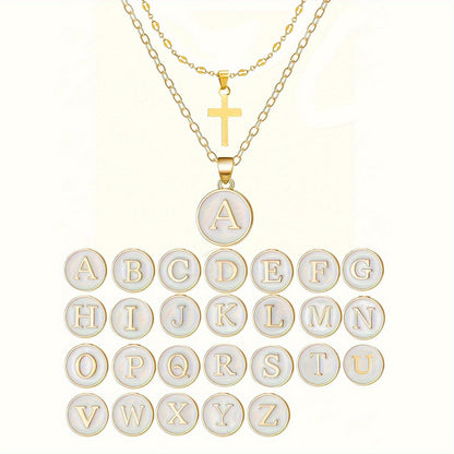 Initial Cross Layered Necklace