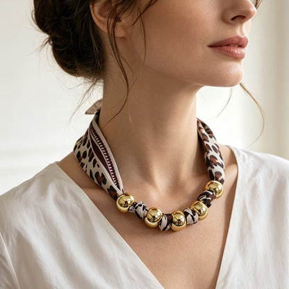 Floral Print Beaded Neck Scarf