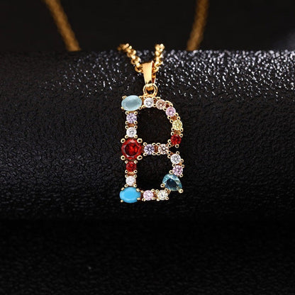 Multicolor Zircon Initial Necklace