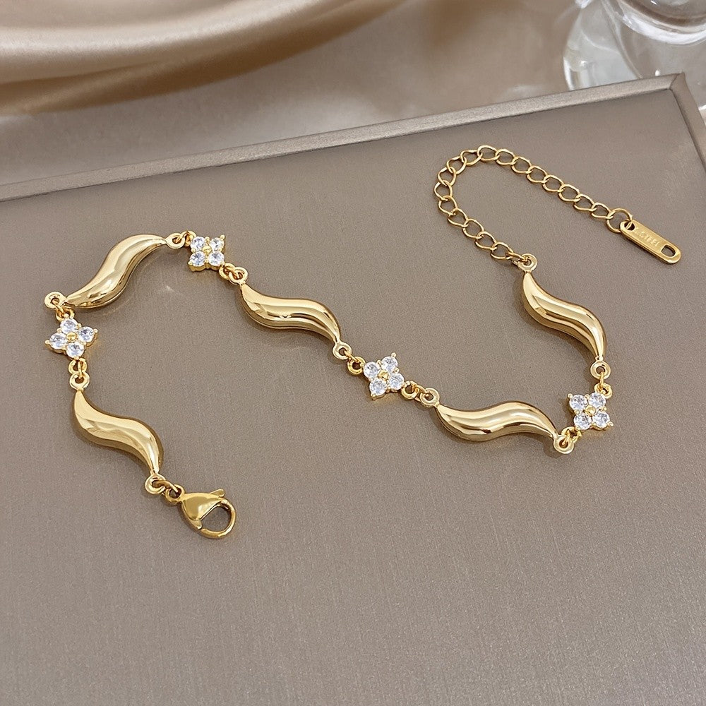 Crystal Flower Wave Bracelet