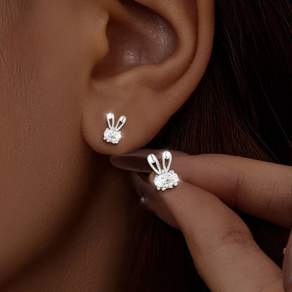 Crystal Rabbit Stud Earrings