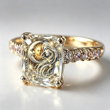 Sun and Moon Goddess Square Ring