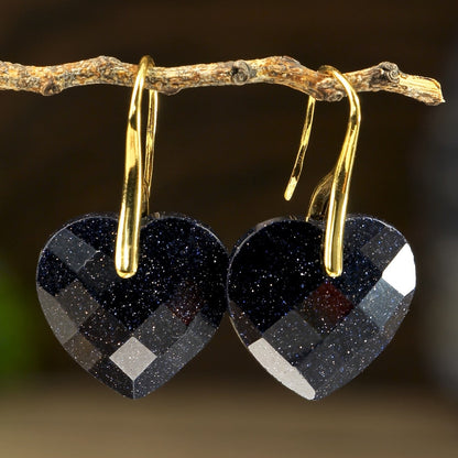 Faceted Green Heart Earrings