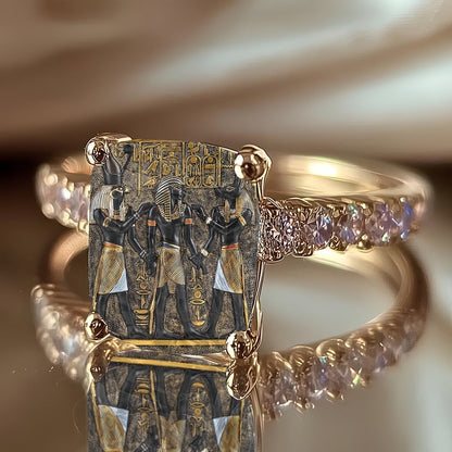 Egyptian Figures Square Ring
