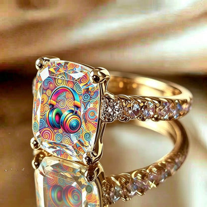 Colorful Headphone Square Ring