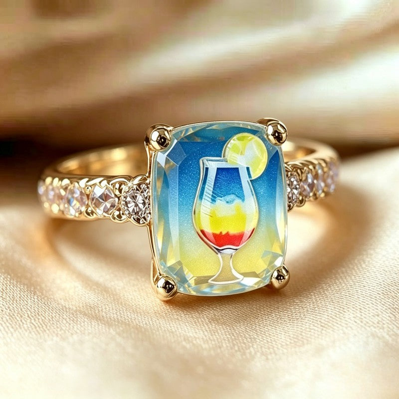 Colorful Cocktail Square Ring