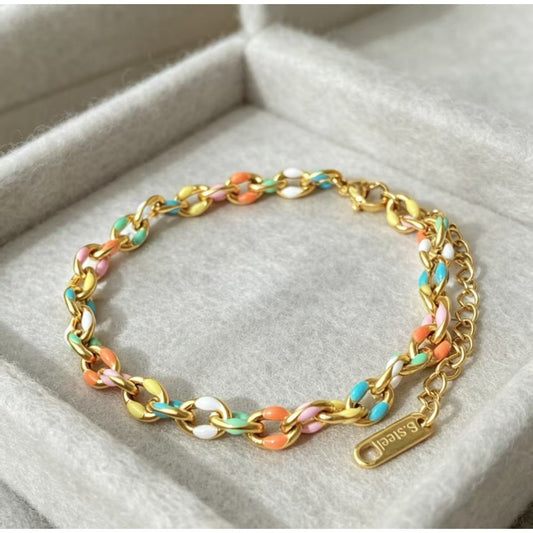 Colorful Enamel Link Bracelet