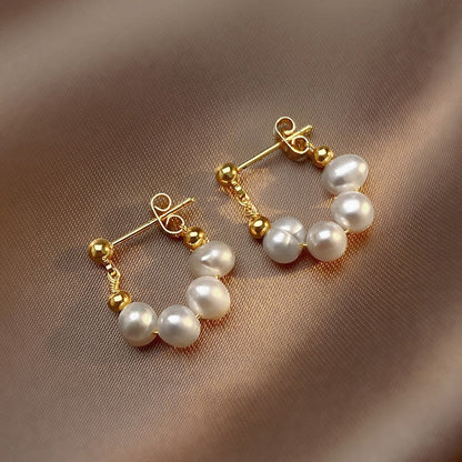 Baroque Pearl Circle Earrings