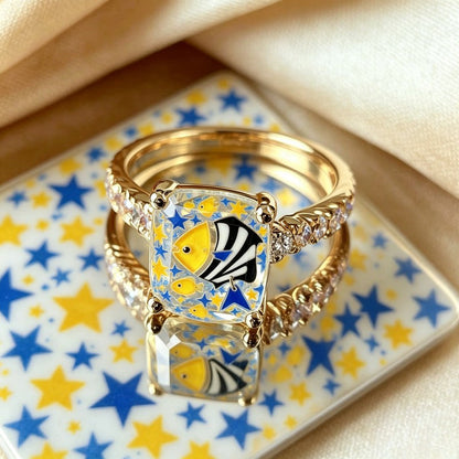 Yellow Fish Square Ring