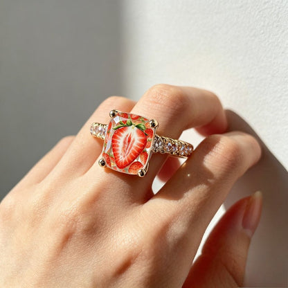 Strawberry Crystal Band Ring