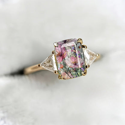 Floral Rectangular Ring
