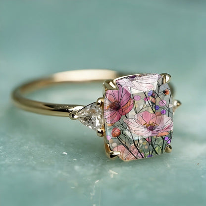 Floral Rectangular Ring