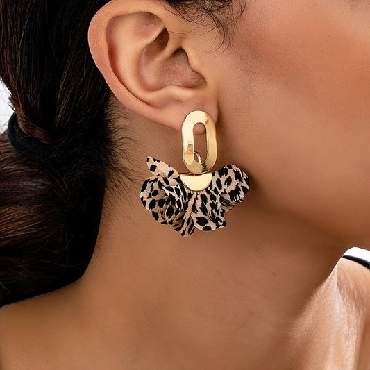 Leopard Print Bow Earrings