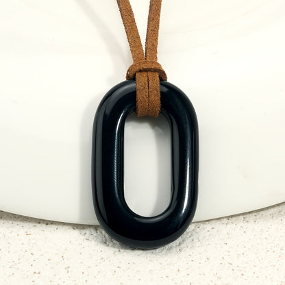 Natural Stone Oval Pendant Necklace