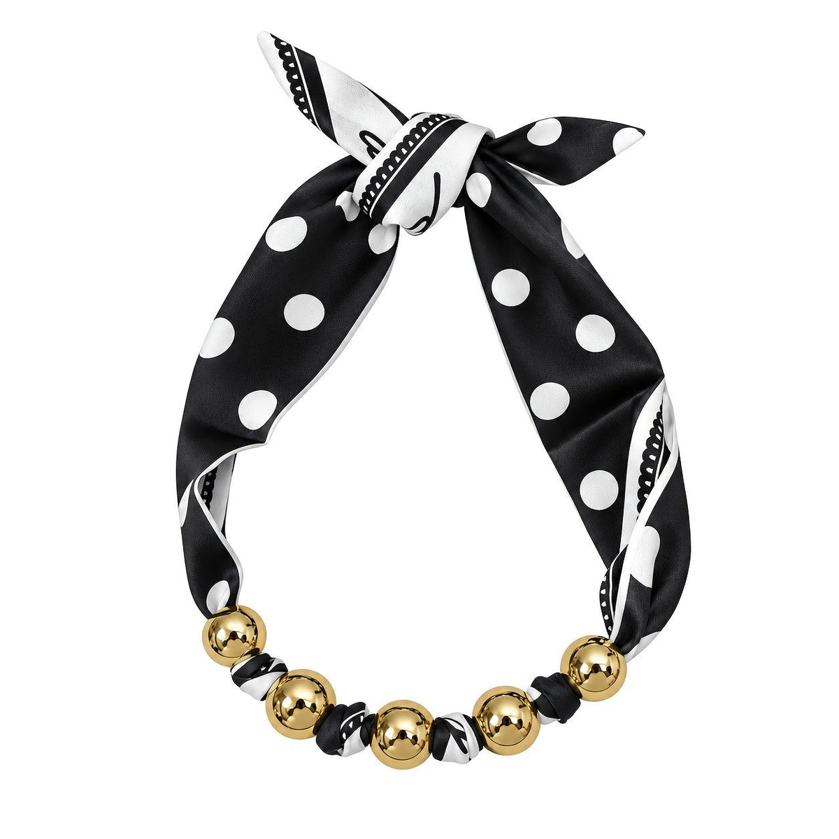 Polka Dot Scarf Bead Necklace