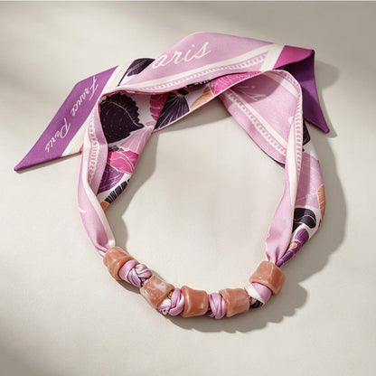 Floral Beaded Scarf Necklace
