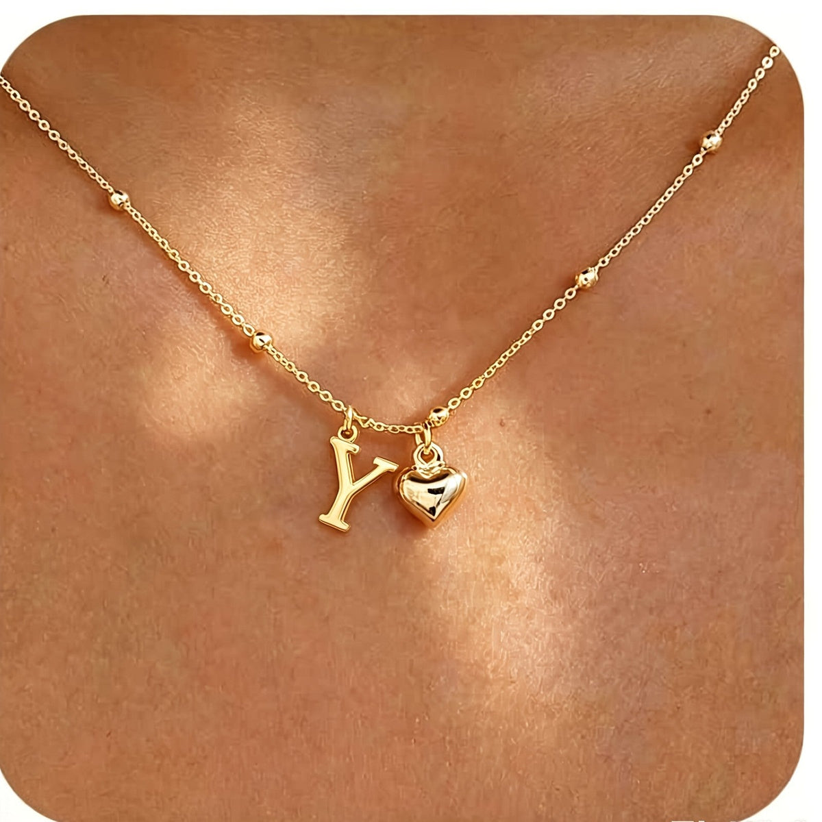 Initial Z Beaded Chain Necklace