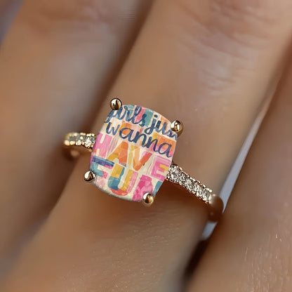 Colorful Graffiti Square Ring