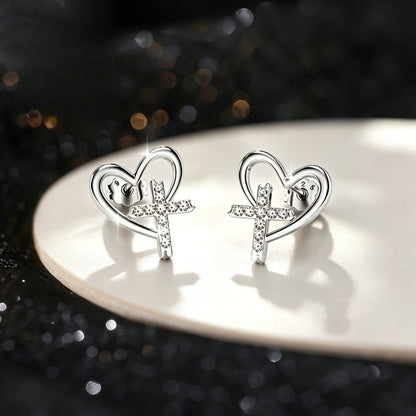 Heart Cross Stud Earrings