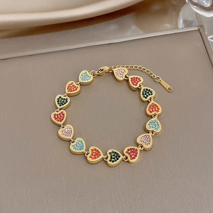 Colorful Heart Link Bracelet