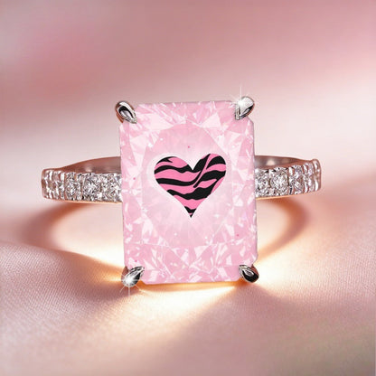 Pink Zebra Heart Ring