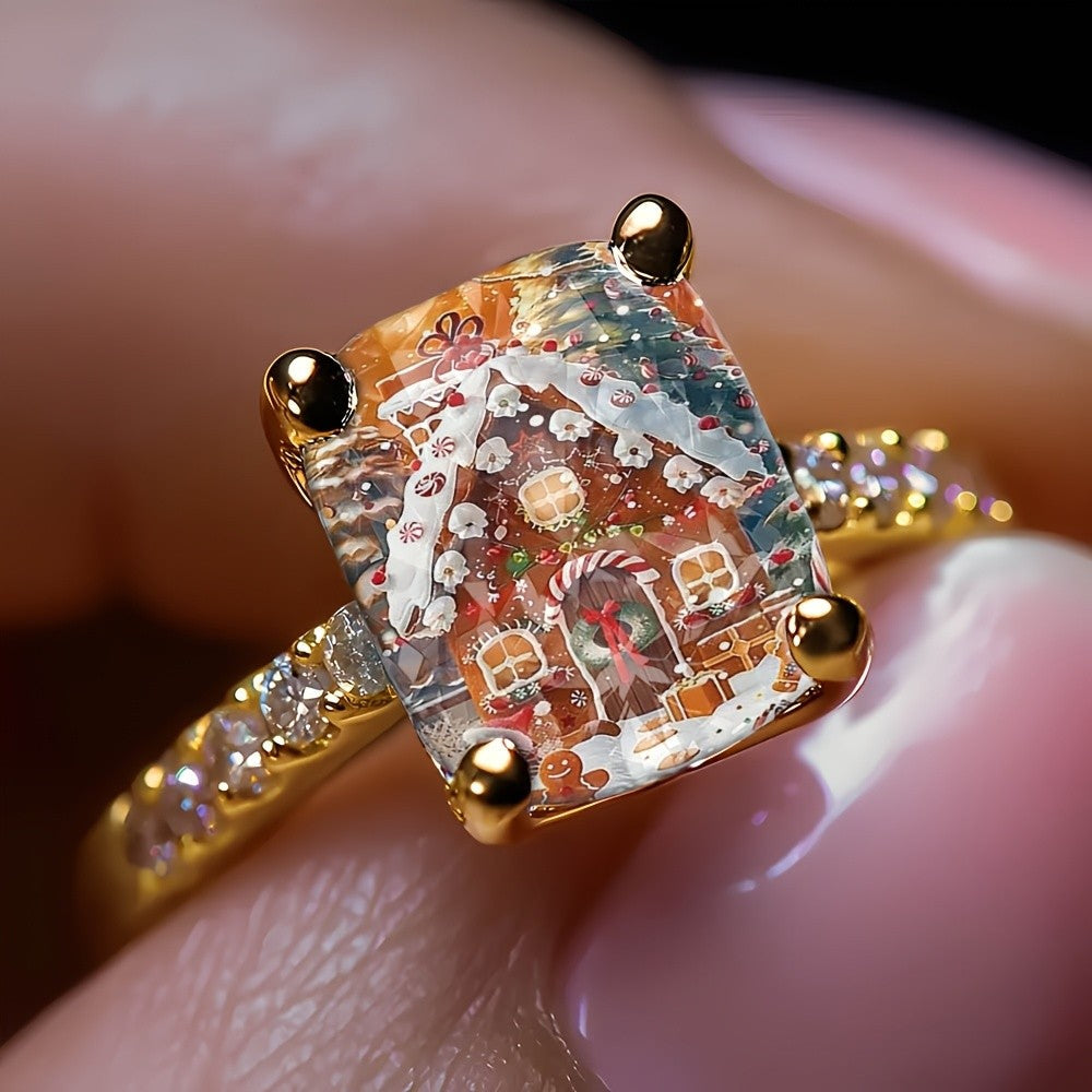 Gingerbread House Square Ring
