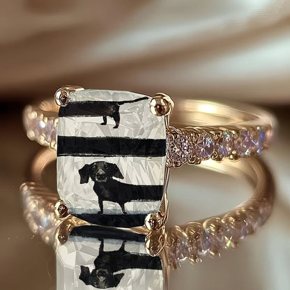 Dachshund Striped Square Ring
