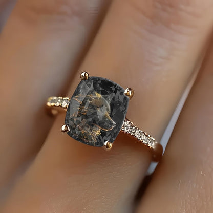 Black Wolf Square Ring