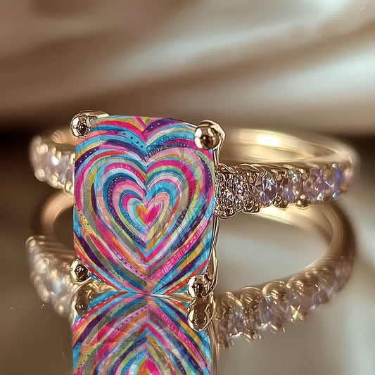 Colorful Concentric Heart Ring