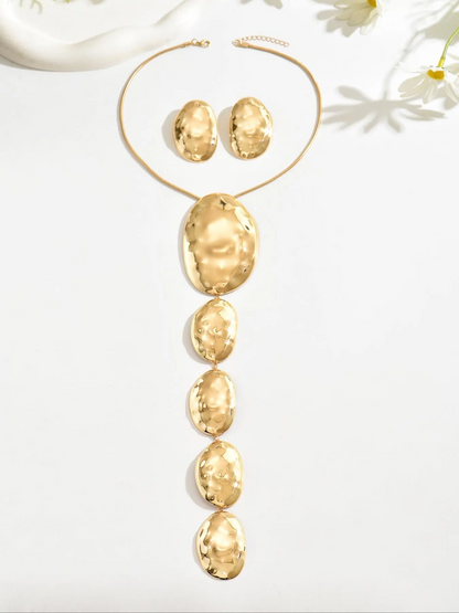 Irregular Oval Necklace Earrings Set