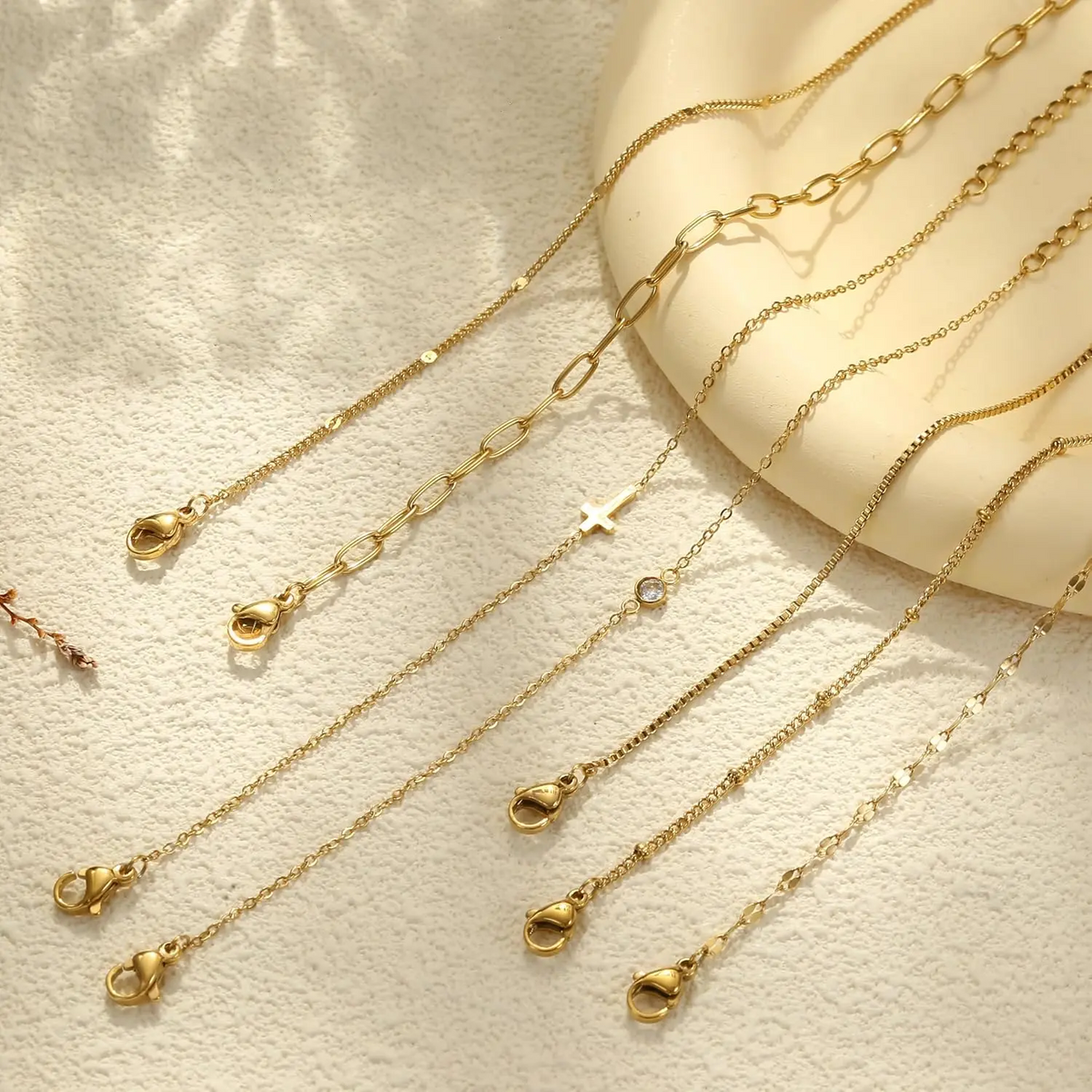 14k 7pc Cross Bracelet Stack