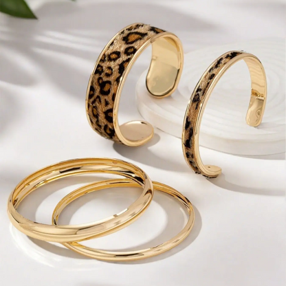 4pc Leopard Print Bracelet Set