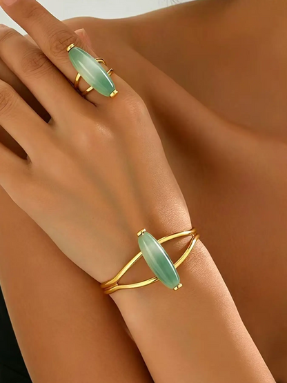 Vintage Boho Ring and Cuff Bangle Set