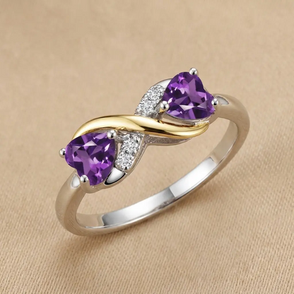 Purple Double Hearts Ring