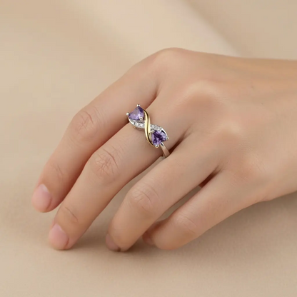 Purple Double Hearts Ring