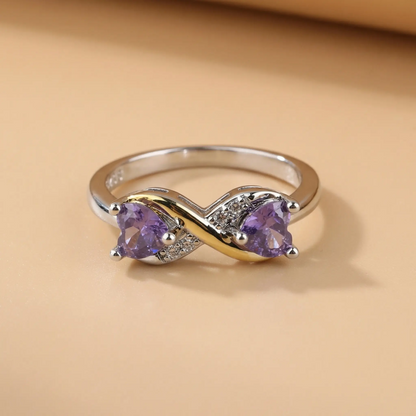 Purple Double Hearts Ring