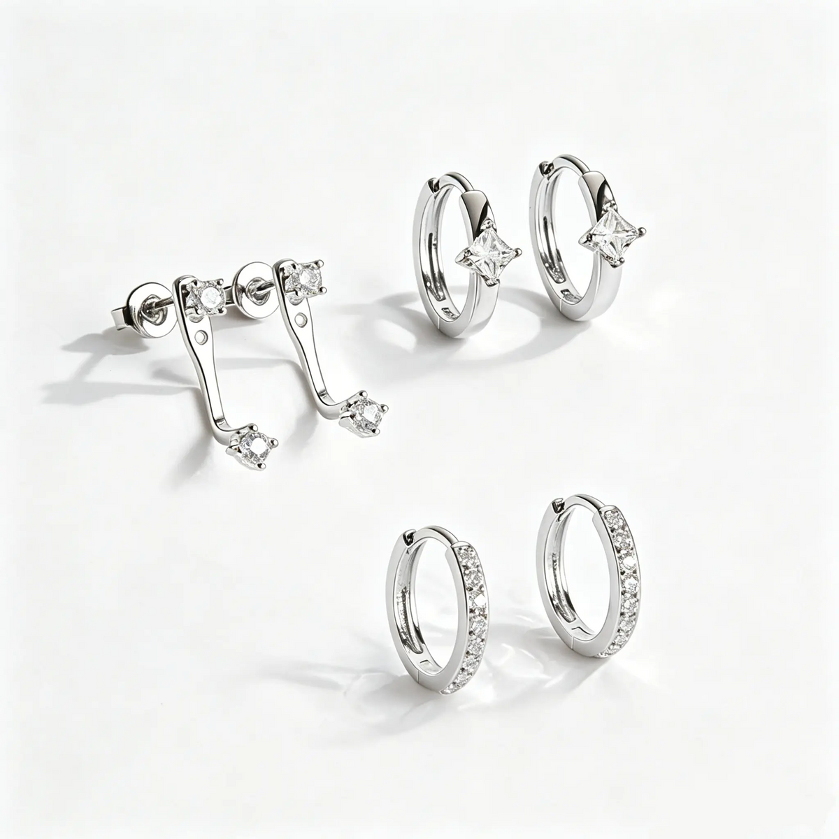 3 Pair Vertical Helix Earrings Set