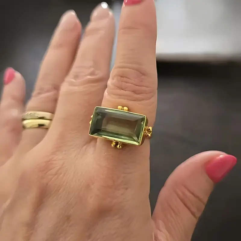 Hammered Emerald Cut Ring