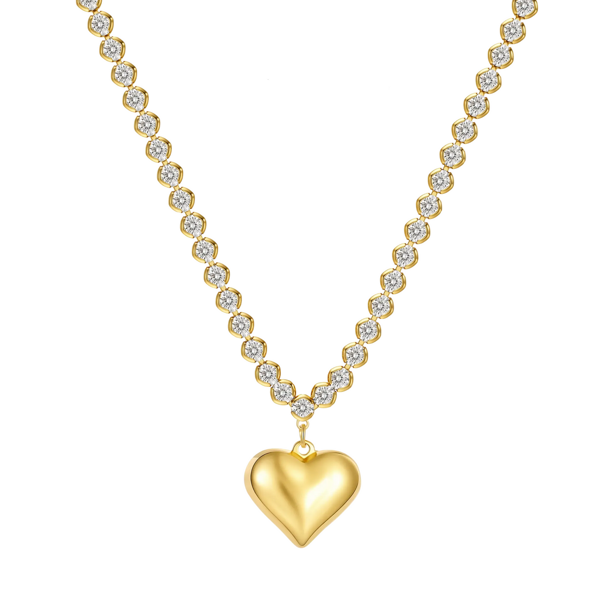 Chubby Heart Diamond Chain Necklace